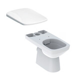 Stojąca miska WC Selnova Square do spłuczki nasadzanej, lejowa, B35 cm, H40 cm, T68 cm, częściowo ukryte mocowania, odpływ poziomy, Rimfree Deska sedesowa WC Selnova Square mocowanie od dołu, zachodząca pokrywa biała